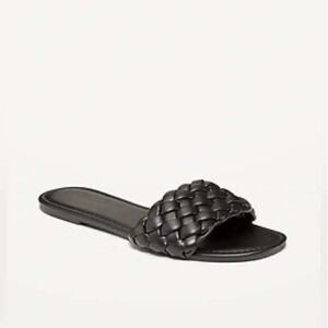 OLD NAVY Women Black Woven Slide Sandals‎ Slip On Open Toe Casual Summer M